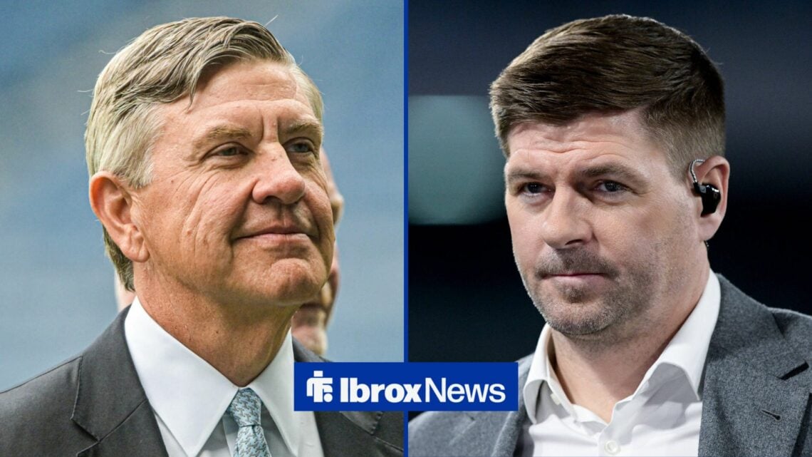 Andrew Cavenagh smiles, with Steven Gerrard alongside him in a split image