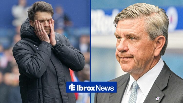 Danny Rohl with his heads in his hands with Andrew Cavenagh not impressed opposite