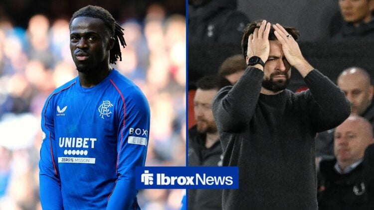 Defender Nsiala looks disgusted as Rangers manager Russell Martin looks defeated