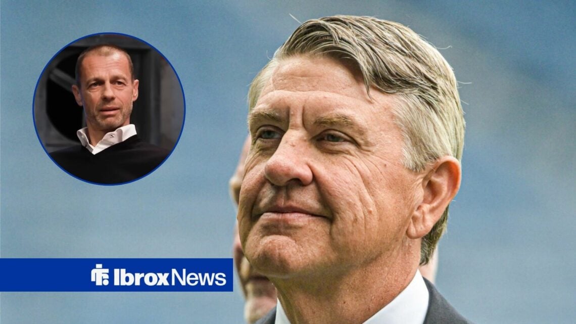 Rangers supremo Andrew Cavenagh and UEFA chief Aleksandar Ceferin.