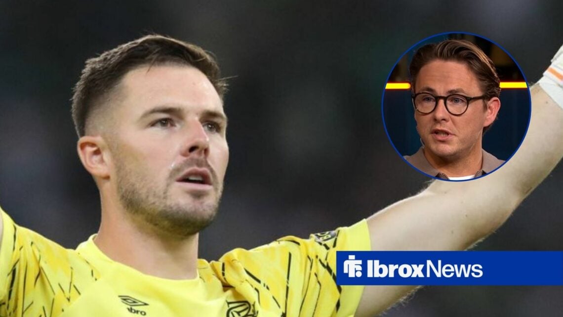 Jack Butland in action for Rangers and Scott Allen in circular inset