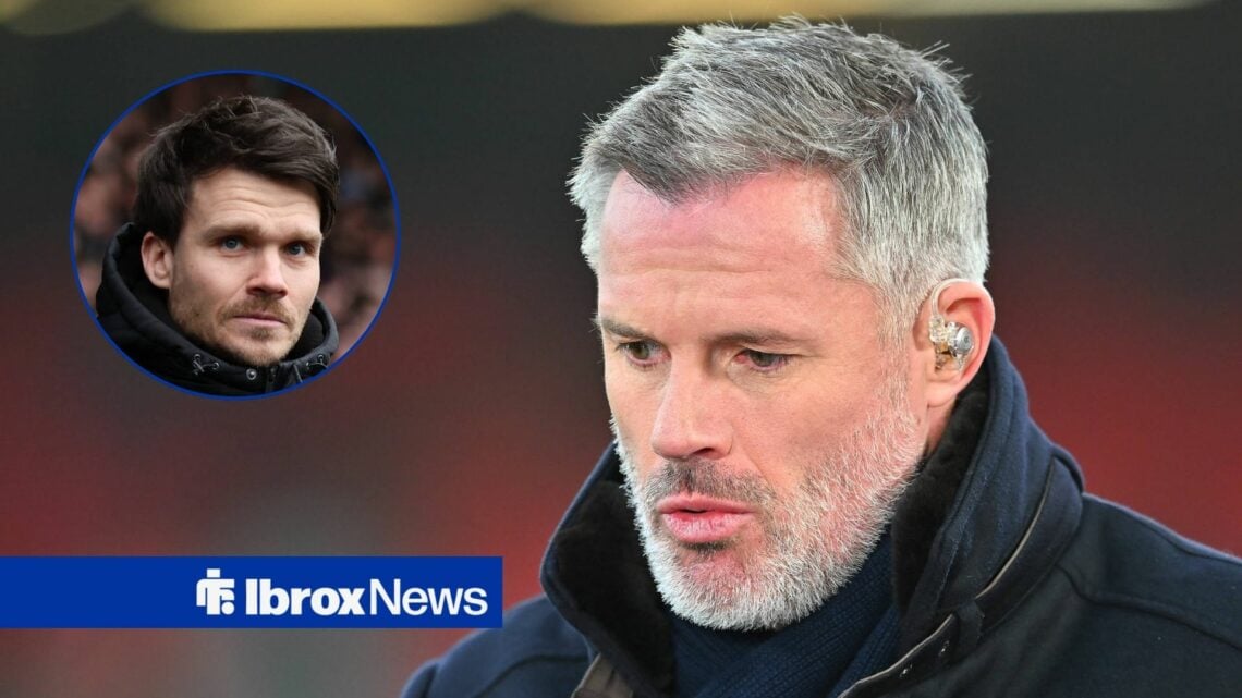 Jamie Carragher looking downward and Danny Rohl in circular inset