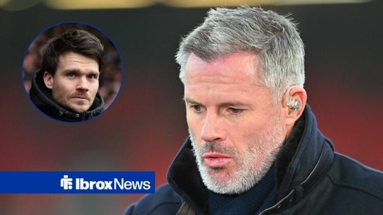 Jamie Carragher looking downward and Danny Rohl in circular inset