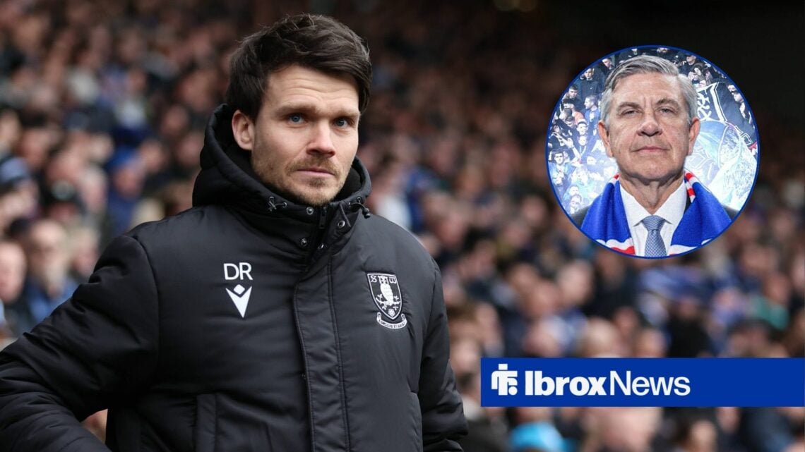 Rangers-linked ex-Sheffield Wednesday manager Danny Rohl stares towards a circular inset, where Rangers chairman Andrew Cavenagh stands with his a ...