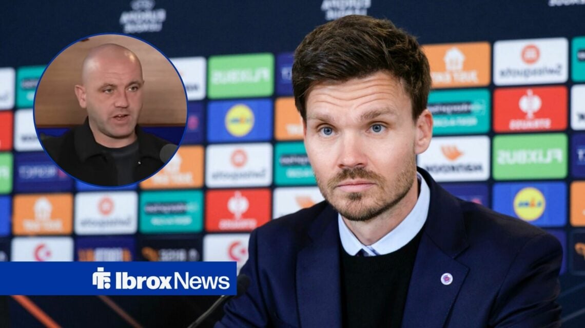 Rangers boss Danny Rohl, James McFadden looking shocked.