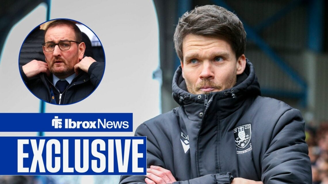 Ibrox News exclusive as ex-Sheffield Wednesday manager Danny Rohl stands with his arms folded, as Rangers sporting director Kevin Thelwell watches ...