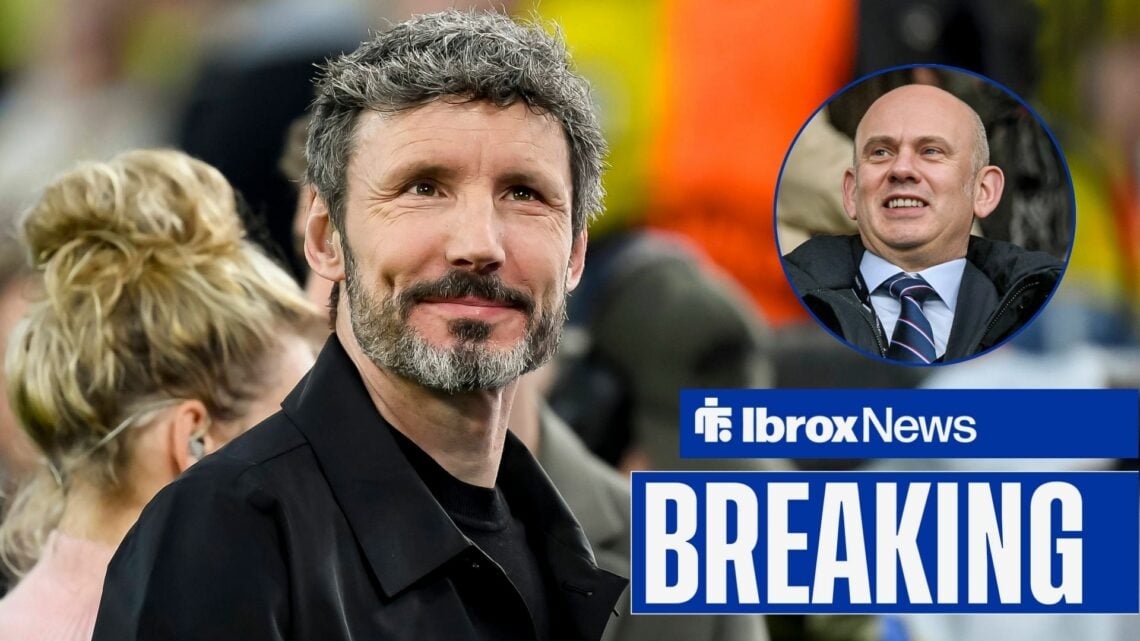 Mark van Bommel looking happy, Rangers chief Patrick Stewart in inset.