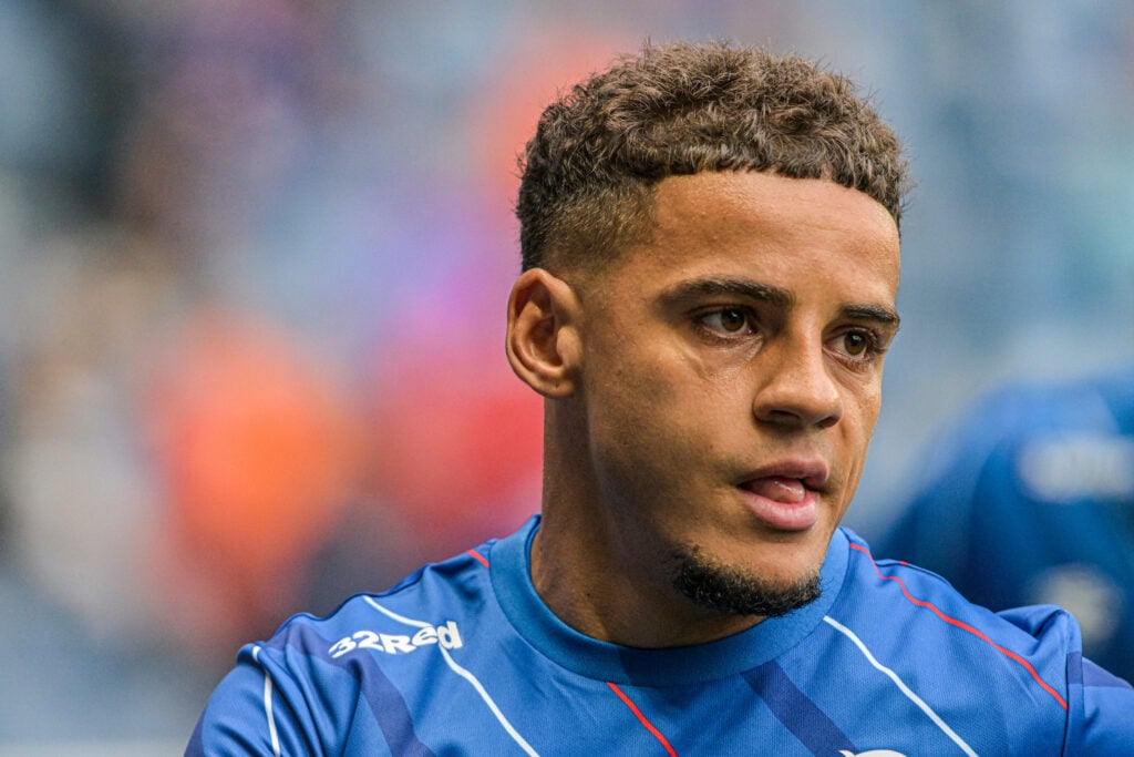 Max Aarons warming up for Rangers