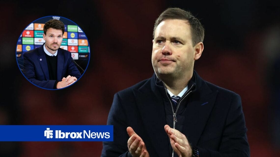 Michael Beale clapping, Rangers boss Danny Rohl looking on.