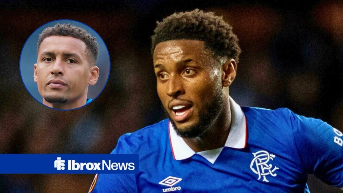 Rangers striker Youssef Chermiti and James Tavernier in circular inset