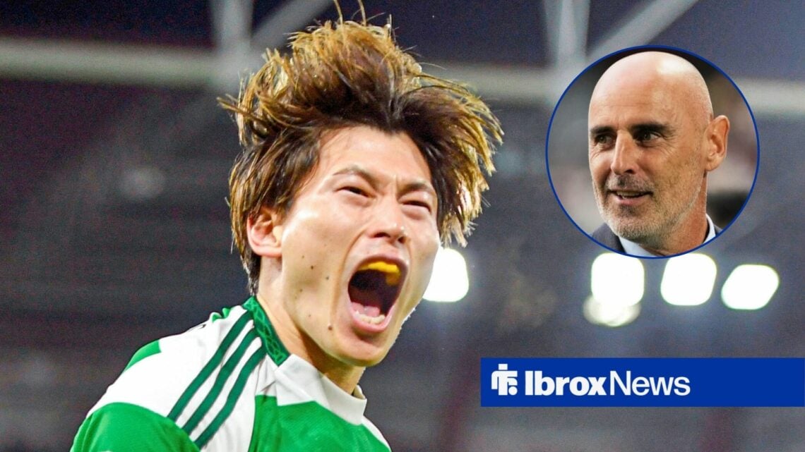 Former Celtic attacker Kyogo Furuhashi and Rangers-linked Kevin Muscat in circular inset