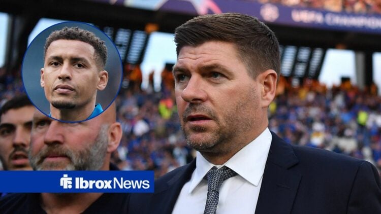 Steven Gerrard and Rangers defender James Tavernier in circular inset