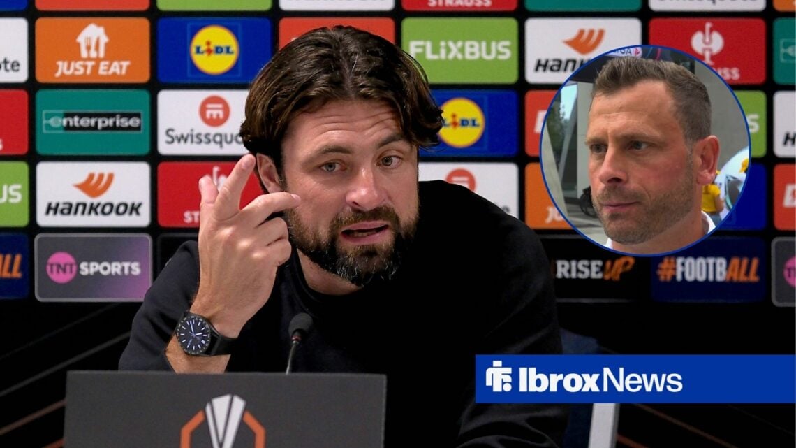 Rangers manager Russell Martin and Jurgen Saumel in circular inset