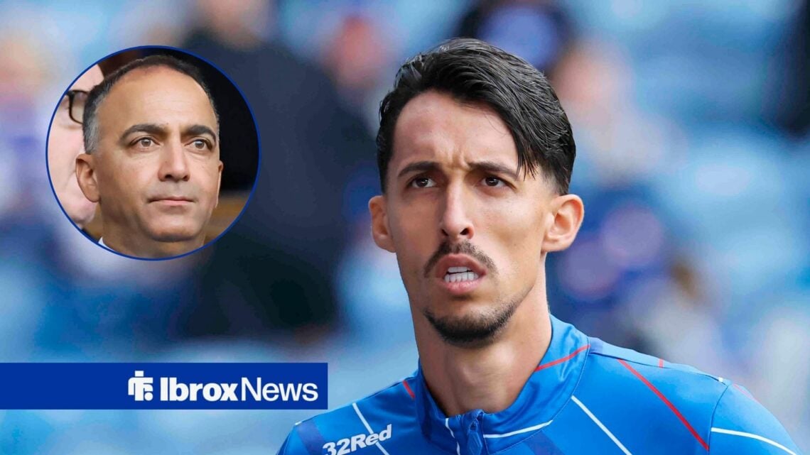 Rangers striker Bojan Miovski and Paraag Marathe in circular inset