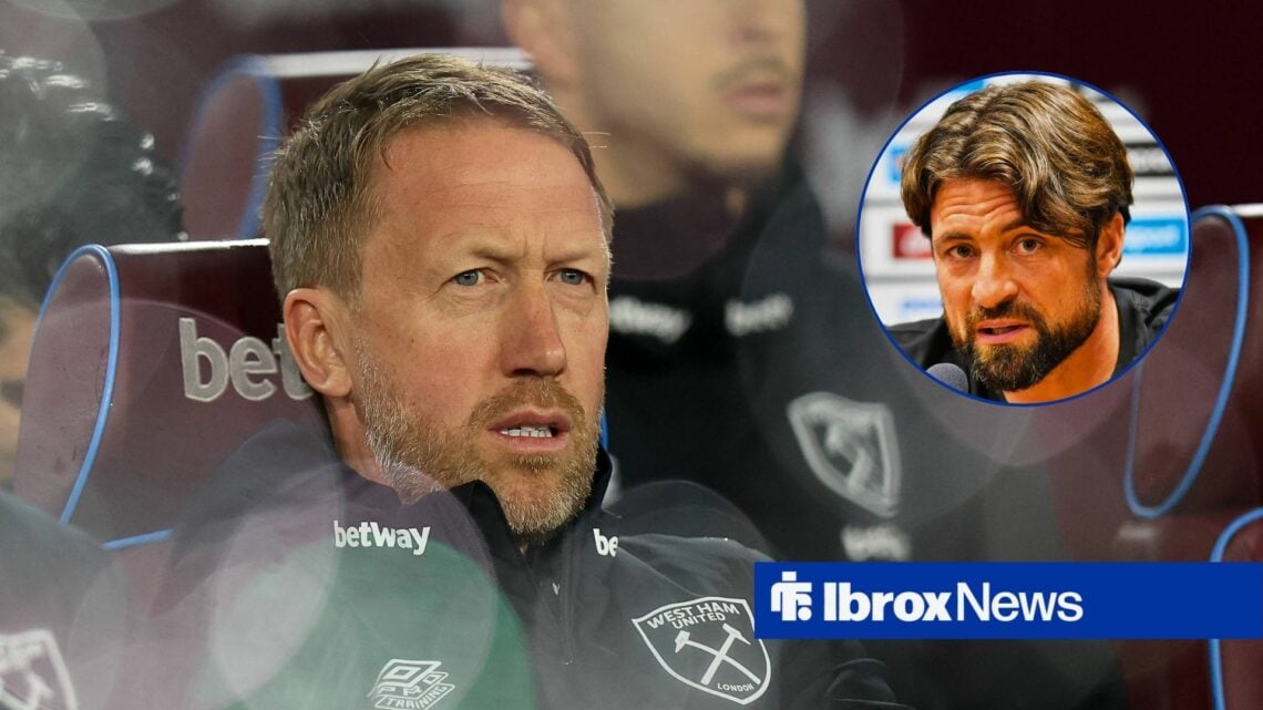 Rangers manager Russell Martin in circular inset and former West Ham United boss Graham Potter