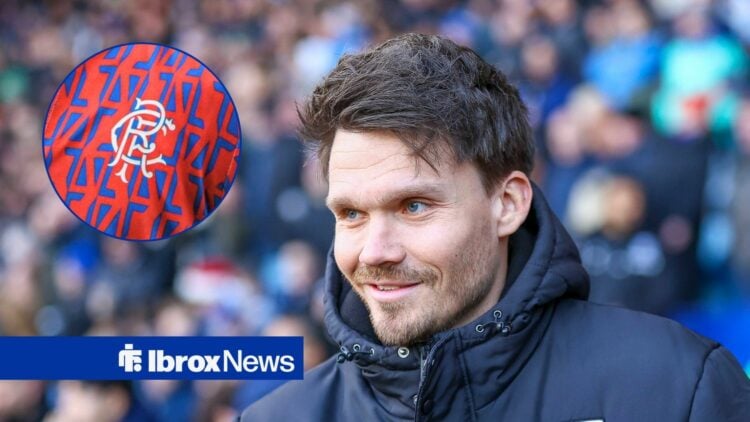 Rangers manager Danny Rohl and Rangers badge in circular inset