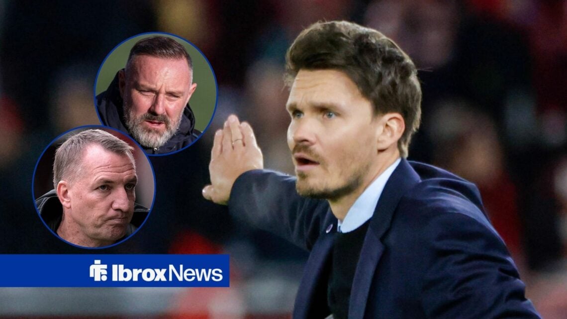 Rangers manager Danny Rohl with Kris Boyd and Brendan Rodgers in circular insets