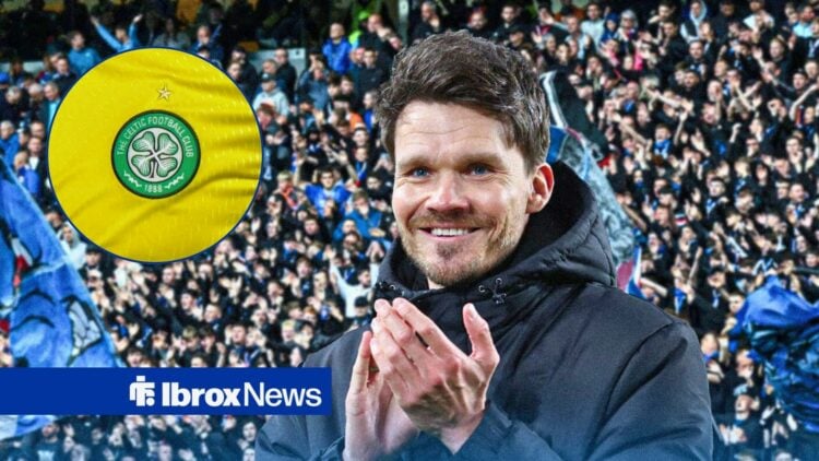 Rangers manager Danny Rohl and Celtic badge in circular inset