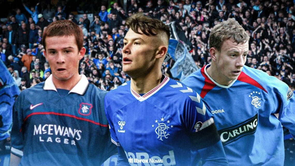 Rangers academy stars including Nathan Patterson, Alan Hutton and Barry Ferguson.