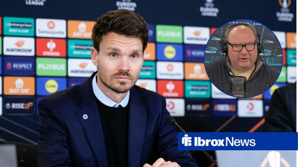 Danny Rohl at a press conference with Alan Brazil in a round overlay