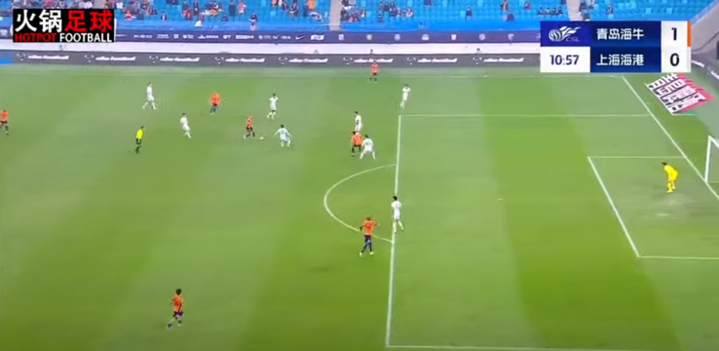 Screenshot of Shanghai Port vs Qingdao Hainiu from HOTPOT FOOTBALL YouTube.