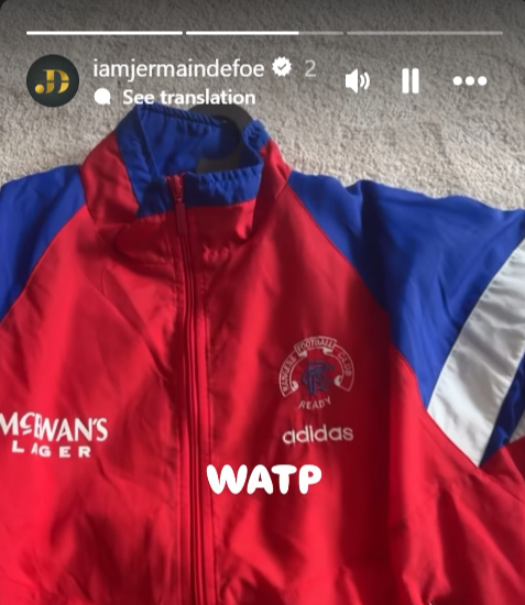 Jermain Defoe's Instagram story