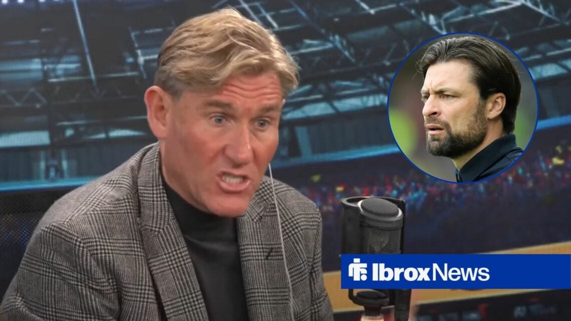 Simon Jordan looking furious, Ex-Rangers boss Russell Martin looking concerned.
