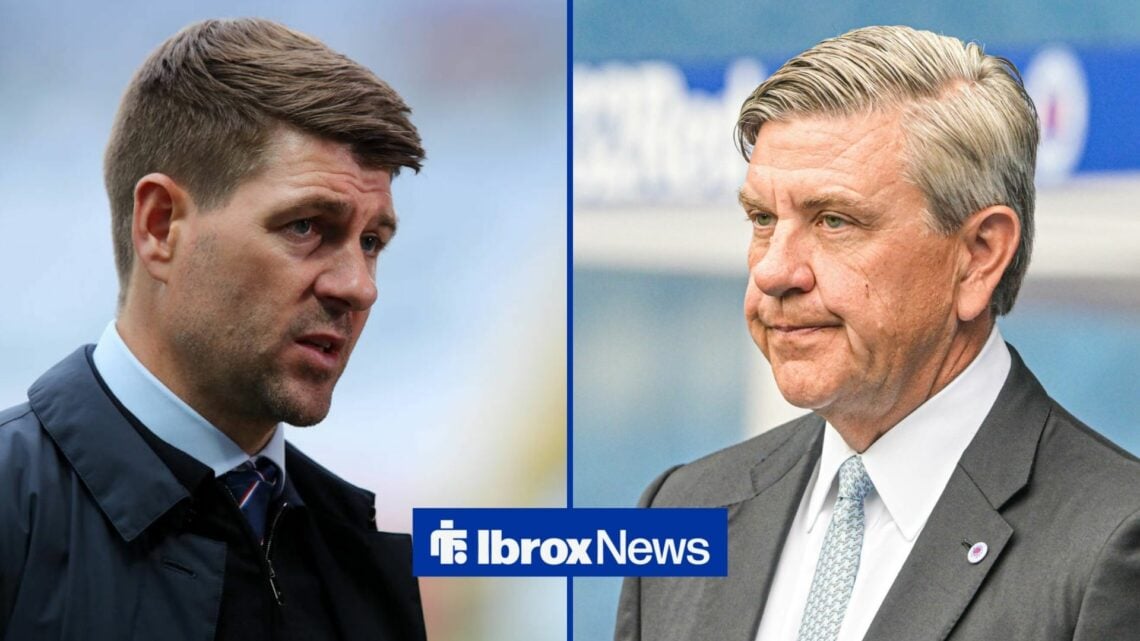 Steven Gerrard and Rangers supremo Andrew Cavenagh.