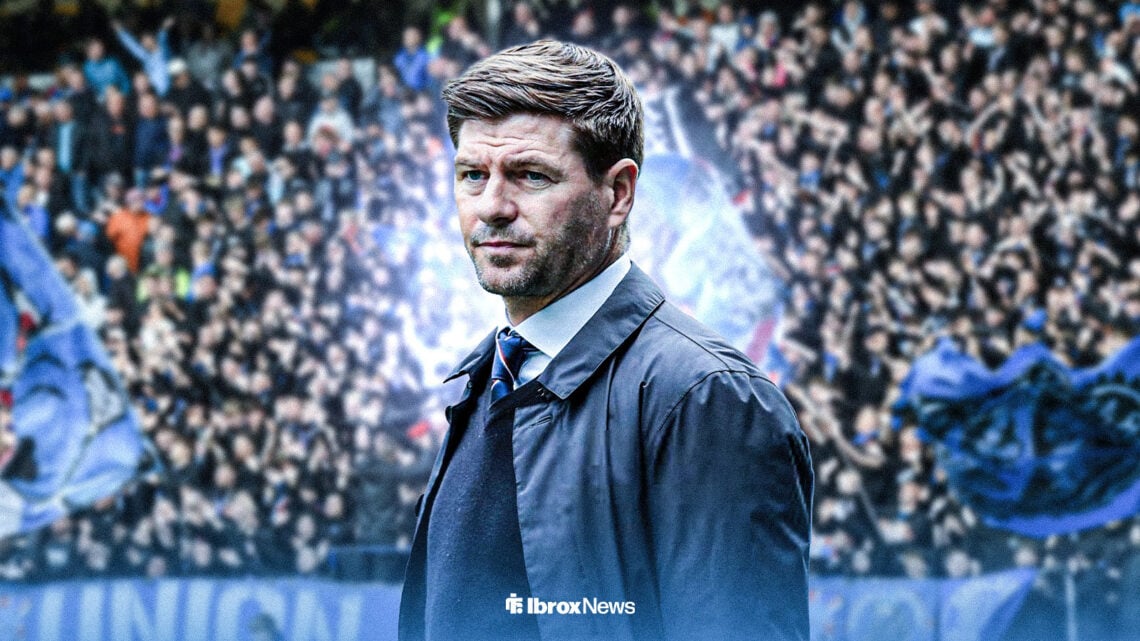 Former Rangers manager Steven Gerrard in a suit at Ibrox