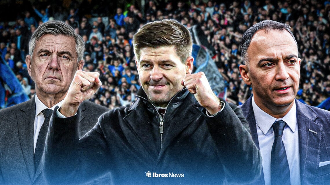 Steven Gerrard happy with fists pumped as Andrew Cavenagh and Paraag Marathe look on unhappy
