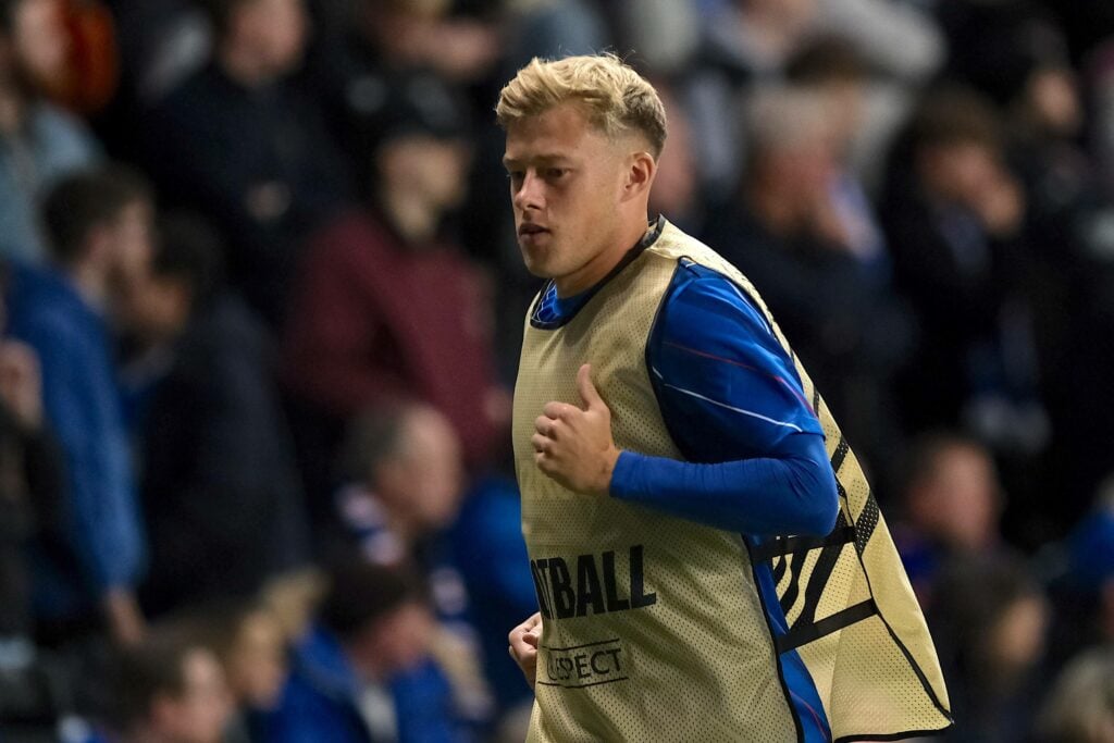 Connor Barron warms up for Rangers