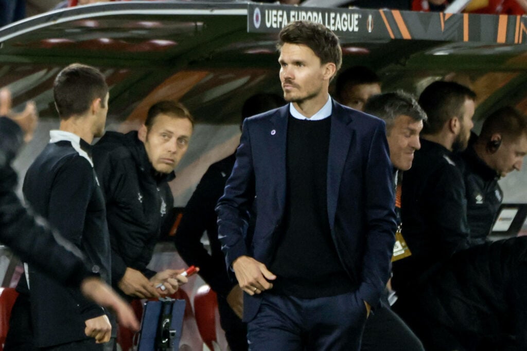 Danny Rohl on the touchline in a Rangers Europa League game