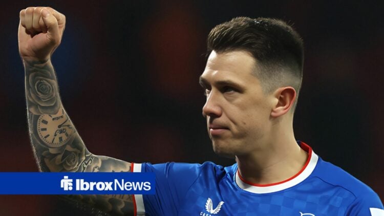 Former Rangers midfielder Ryan Jack celebrates