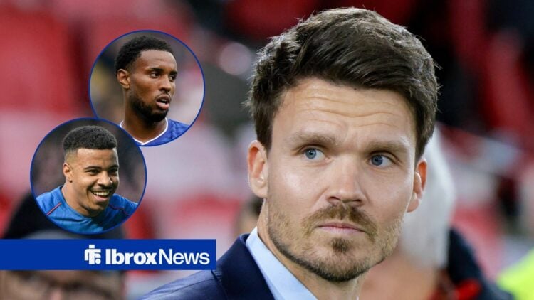 Danny Rohl looking at Hamza Igamane and Yousef Chermiti with a worried expression.