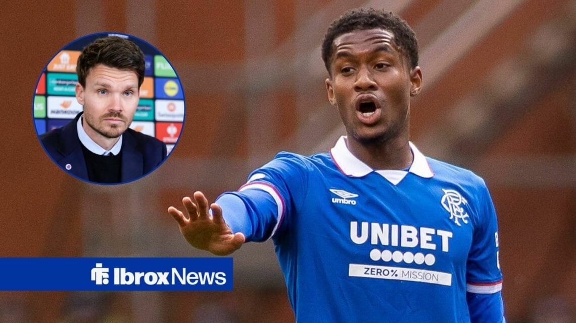 Jayden Meghoma is looking worried in the direction of Danny Rohl