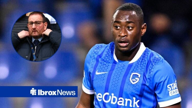 Kevin Thelwell looking at Mujaid Sadick with a serious look on his face.