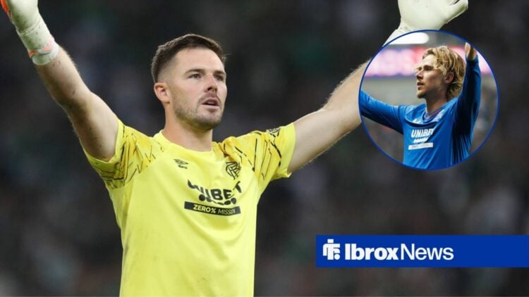 Jack Butland alongside a circle inset of Todd Cantwell.