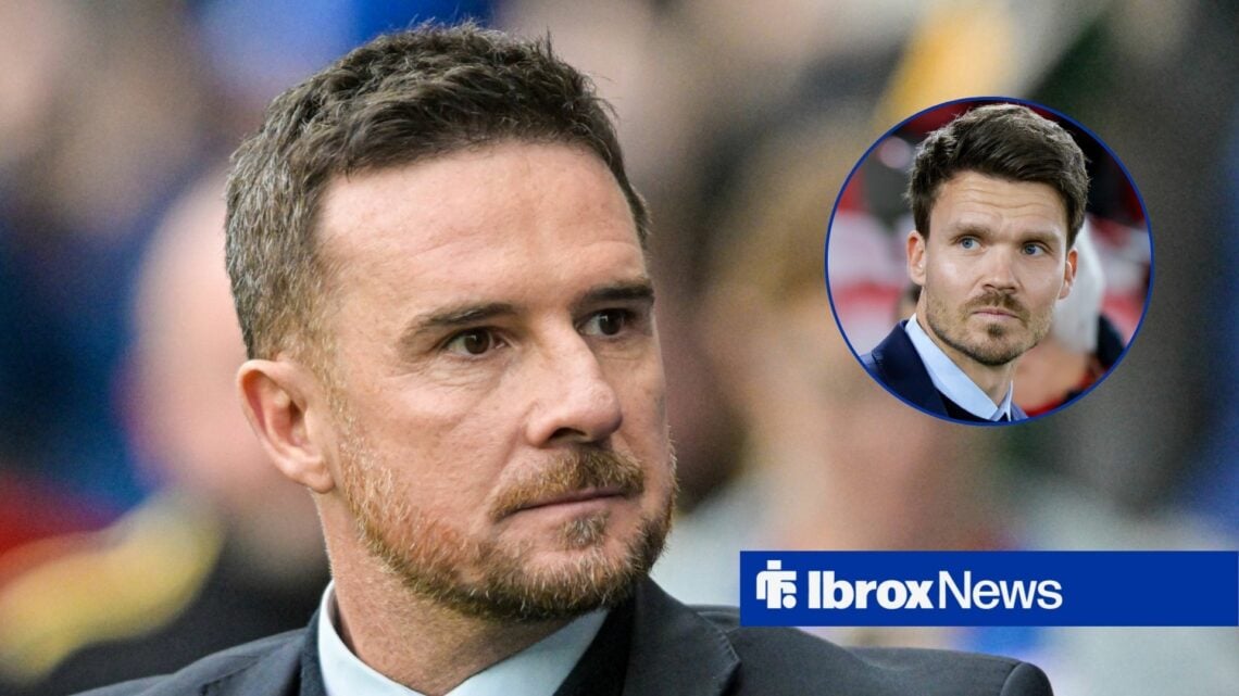 Barry Ferguson looking at Danny Rohl, both with a serious expression on their faces.