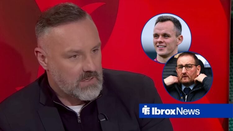 Kris Boyd alongside circle insets of Kevin Thelwell and Lawrence Shankland.