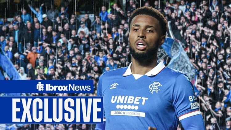 Youssef Chermiti in front of Rangers fans at Ibrox
