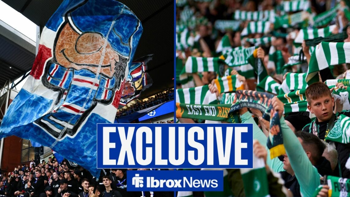 Rangers fans and Celtic fans in a side-by-side image