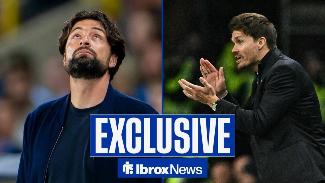 Russell Martin looks up to the sky, with Danny Rohl clapping alongside him in a split image