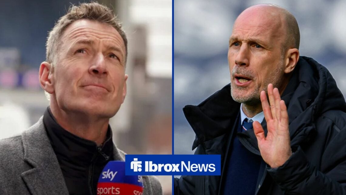 Chris Sutton smirks, while Philippe Clement holds up his hands in a split image