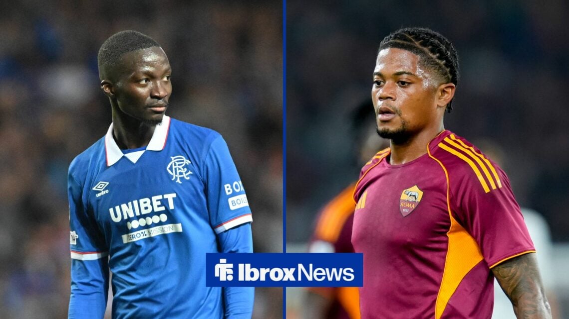 Mohamed Diomande on left looking at Leon Bailey on right