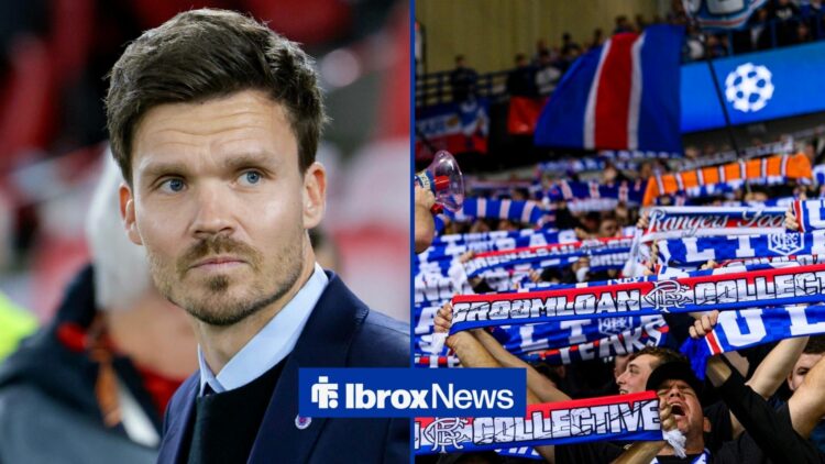 Danny Rohl looking concerned in the direction of Rangers fans.