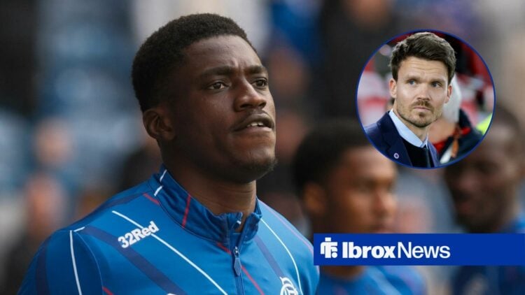 Rangers star Nasser Djiga looking angry, Danny Rohl in inset.