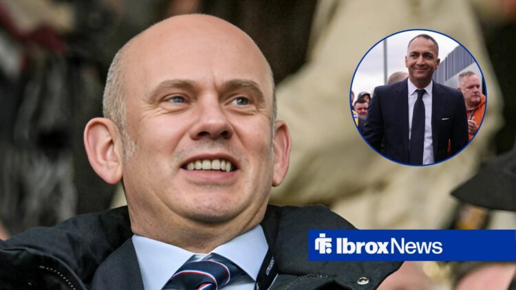 Rangers CEO Patrick Stewart smiling, Paraag Marathe in inset.