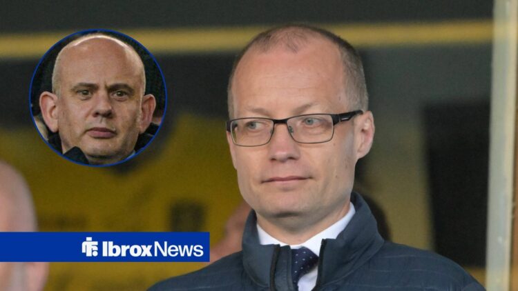 Willie Collum and Rangers CEO Patrick Stewart in circular inset