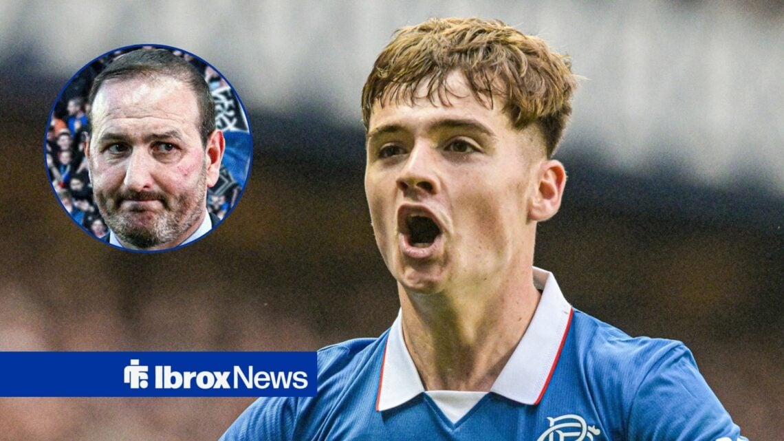 Rangers forward Findlay Curtis and Kevin Thelwell in circular inset