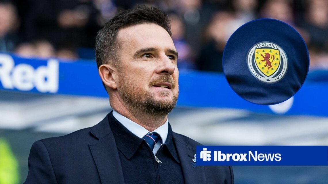 Rangers icon Barry Ferguson and Scotland badge in circular inset